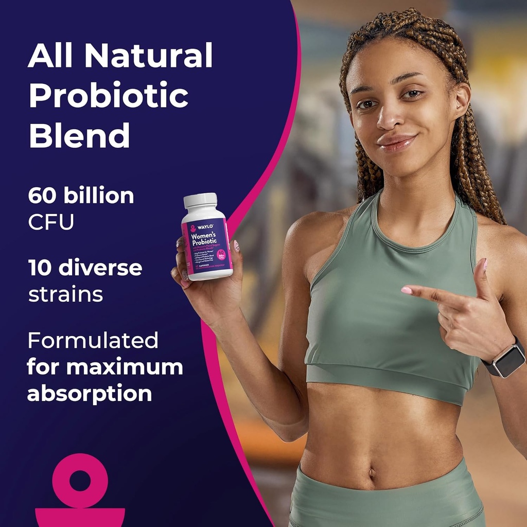 Waylo Probiotics for Women 60 Billion CFU – Tiny Easy-to-Swallow Capsules – 10 Strains + Prebiotics, Cranberry & D-Mannose – Gut, Vaginal Probiotics, pH & Immune Health, Vegan – 60 Caps 4