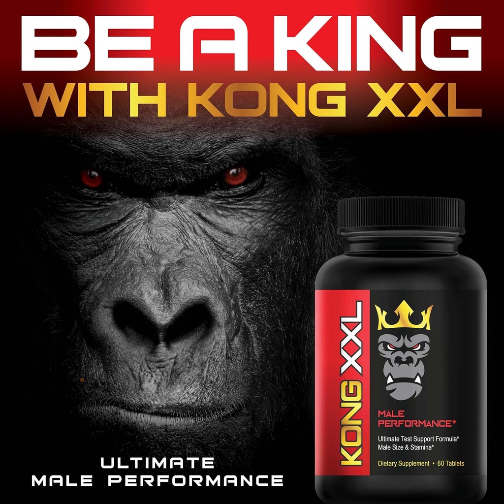 Kong XXL- Ultimate Male Performance and Enlargement Pills for Men- Add 3-6” in 60 Days- Enhanced Size, Drive, Strength and Endurance - Boost Performance- 60 Tablets 6