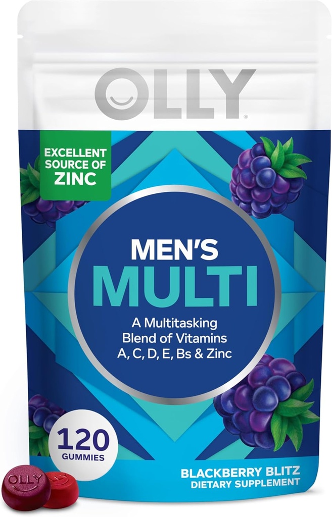 OLLY Men's Multivitamin Gummy, Immune Support, Vitamins A, C, D, E, B, Lycopene, Zinc, BlackBerry, 60 Day Supply - 120 Count 2