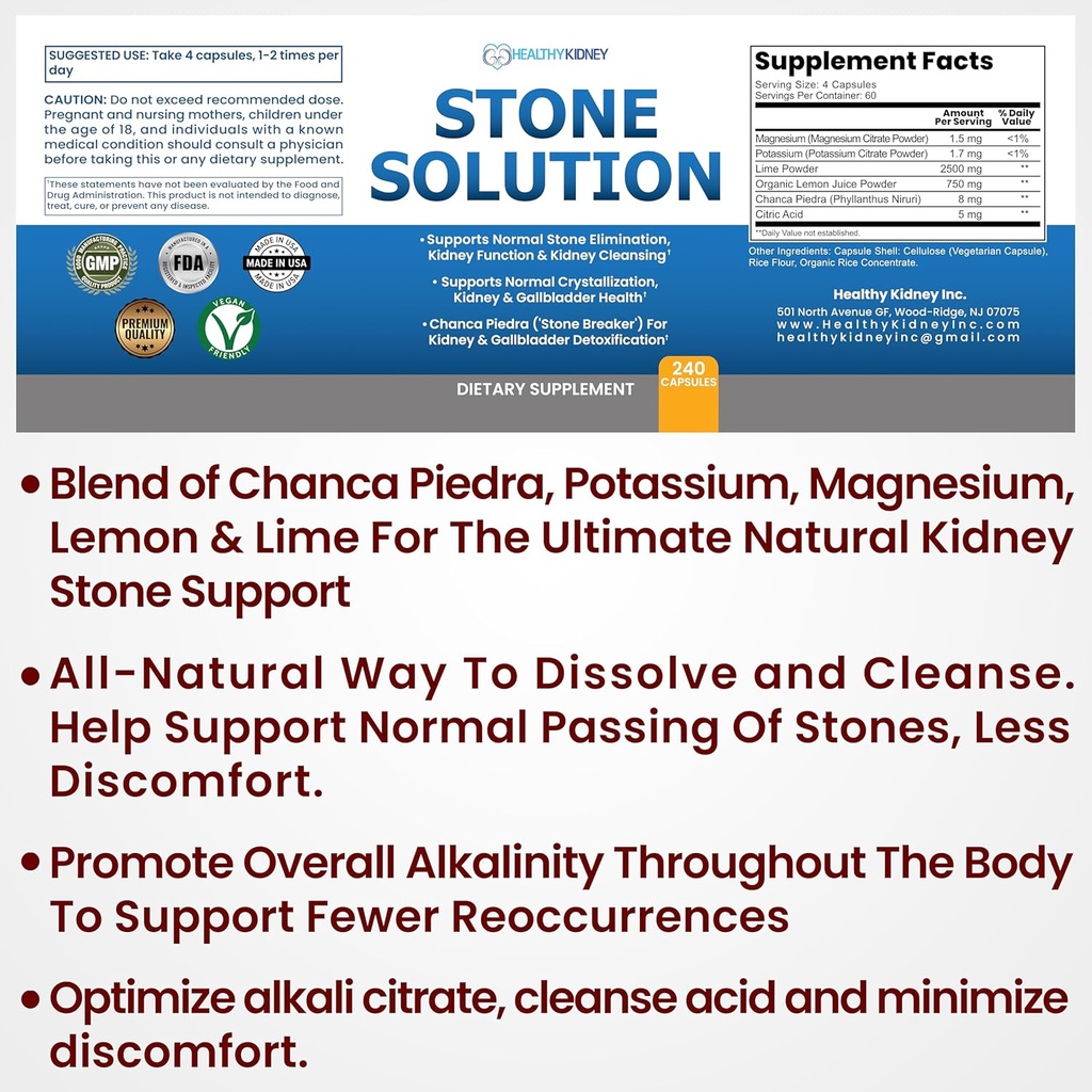 Stone Solution Capsules- Natural Dissolver, Kidney Stone Support & Kidney Cleanser, 60 Servings + Kidney Shield 120 Caps Kidney Supplement to Support Normal Kidney Function and Support Kidney Health 3