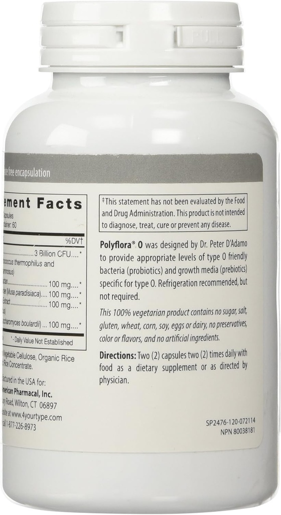 D'Adamo Personalized Nutrition Polyflora O, 120 Count 4