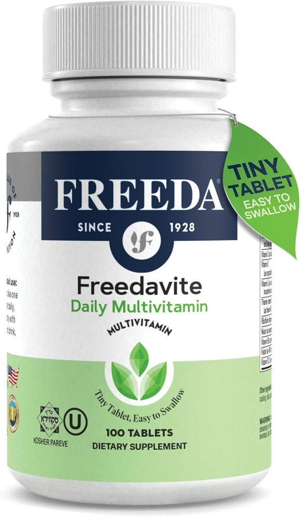 Freedavite Tiny Tablet - Moderate Multivitamin for Men and Women - Vitamin A, C, D, E, B1, B2, B6, B12, Biotin, Calcium, Zinc, Iron, Magnesium, Manganese, Copper, Selenium, Iodine - 100 Count 2