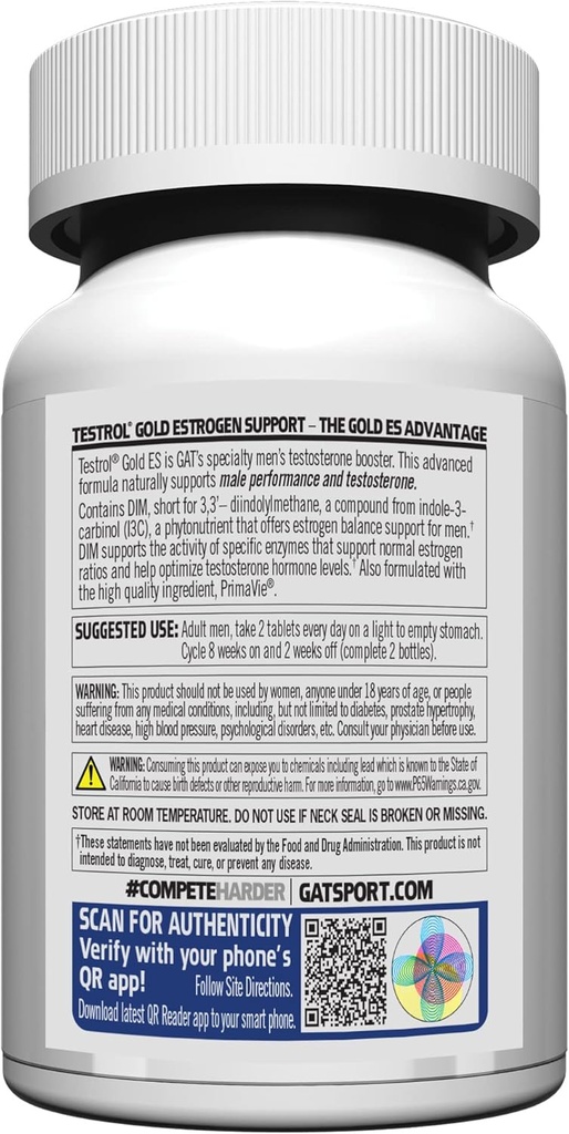 GAT SPORT Testrol Gold ES, Tribulus, DIM, Zinc, Longjack, Fenugreek, Saw Palmetto, Estrogen Balance, 60 Tablets 4