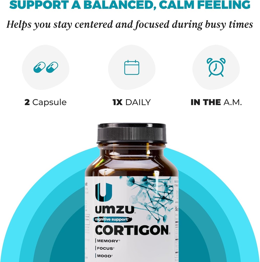 UMZU Cortigon Cortisol Support Supplement, 30 Day Supply – Natural Formula with Ginkgo Biloba, Phosphatidylserine, Vitamin B12 & B6 – Supports Healthy Stress Management, Mood, Focus & Cognitive Health 6