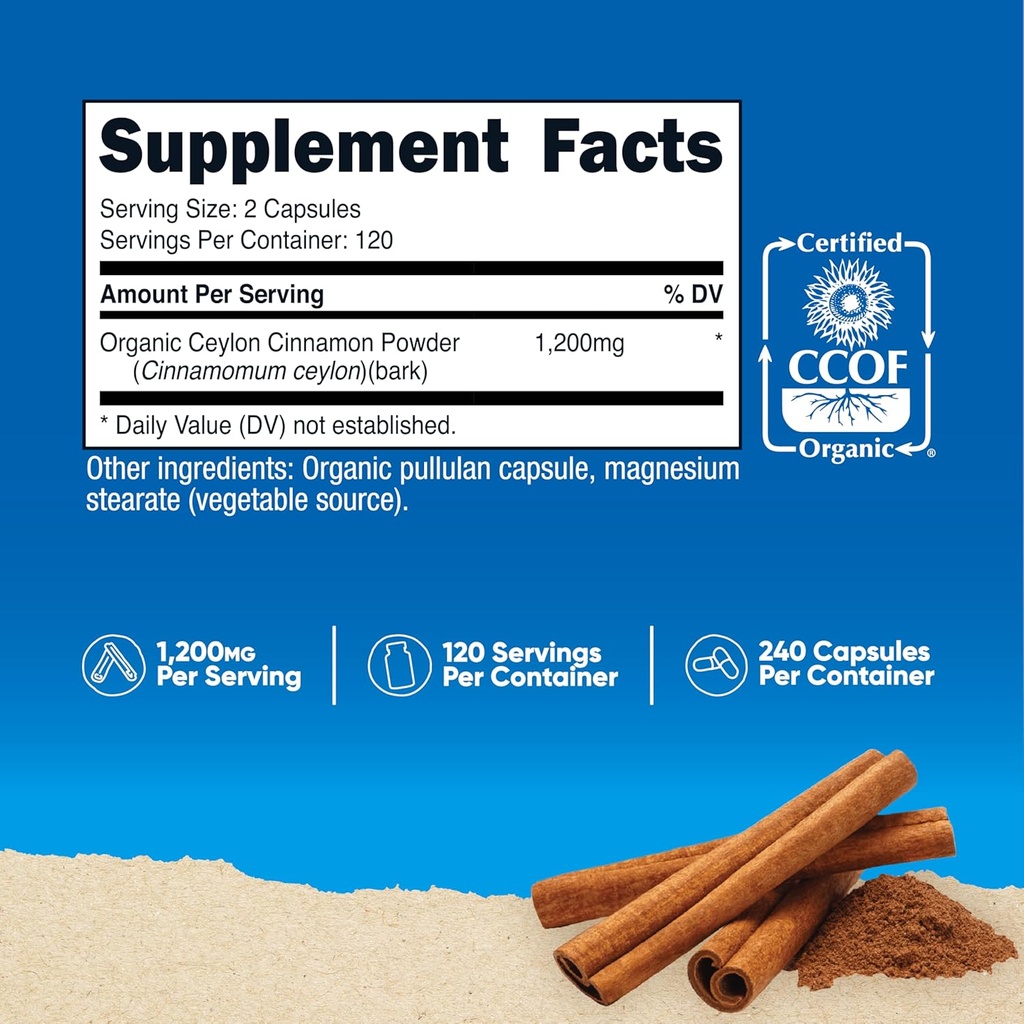 Nutricost Cinnamon Capsules (240 Capsules) 1200mg per Serving - Gluten-Free 3