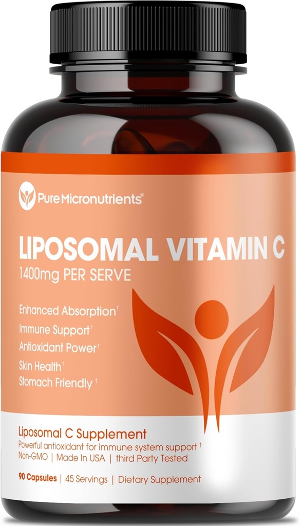 Pure Micronutrients Pure Liposomal Vitamin C - 1400mg Per Serve Supplement - 90 Capsules - High Absorption VIT C Ascorbic Acid Pills 2