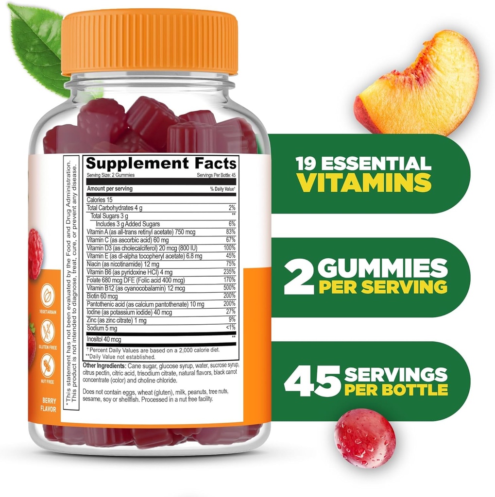Lifeable Multivitamin for Men Gummies | VIT A, C, D, E, B1, B2, Niacin, B5, B6, Folate, B12, Biotin, Iodine, Zinc, Chromium, Ginseng, Lycopene, Inositol | Mens Multivitamins Gummies | 90 Gummies 3