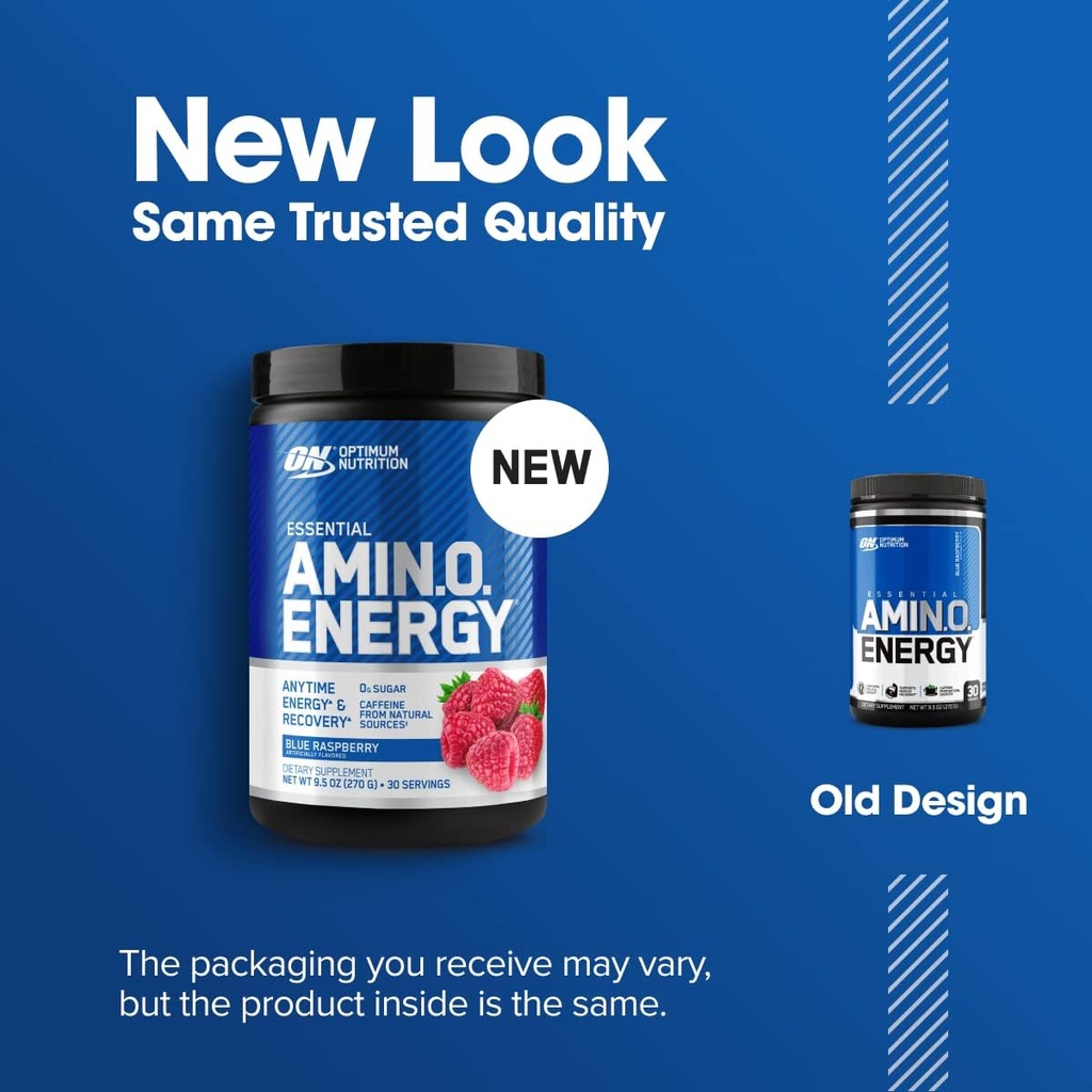 Optimum Nutrition Amino Energy - Pre Workout with Green Tea, BCAA, Amino Acids, Keto Friendly, Green Coffee Extract, Energy Powder - Blue Raspberry, 30 Servings (Packaging May Vary) 6