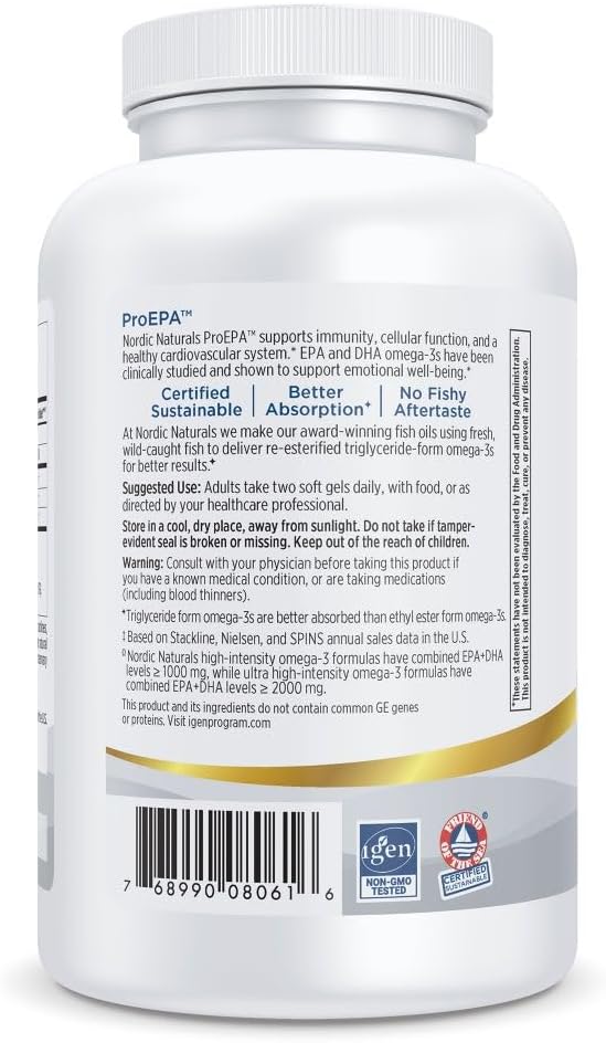 Nordic Naturals ProEPA, Lemon - 120 Soft Gels - 1210 mg Omega-3 - High-Intensity EPA Formula for Healthy Mood, Heart Health & Cellular Function - Non-GMO - 60 Servings 4