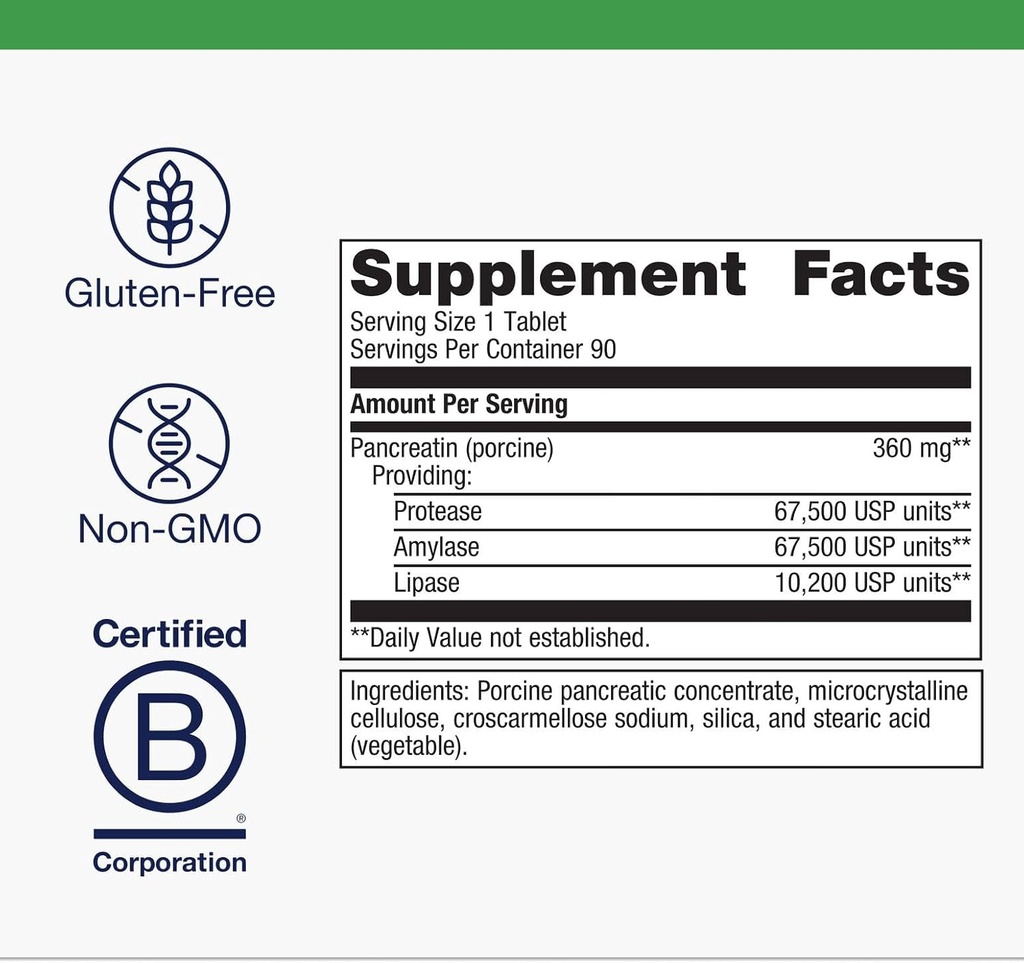 Metagenics SpectraZyme Pancreatic Enzymes - Digestive Enzyme Complex for Protein, Fat & Carb Breakdown - Supports Digestion, Gas Relief & Gut Health* - Non-GMO, Gluten-Free - 90 Tablets 5