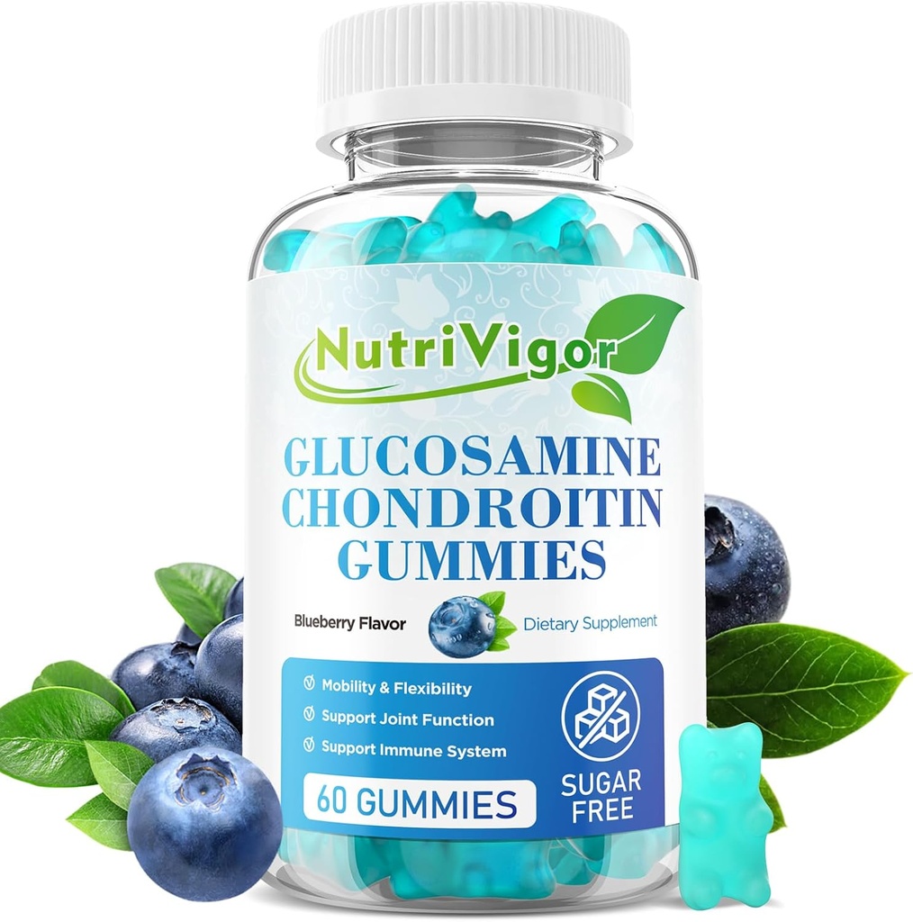 Glucosamine Chondroitin Gummies, Extra Strength Joint Support Supplement with MSM & Elderberry, Joint Support Supplement for Adults, Men & Women, Blueberry Flavor, 60 Count 2