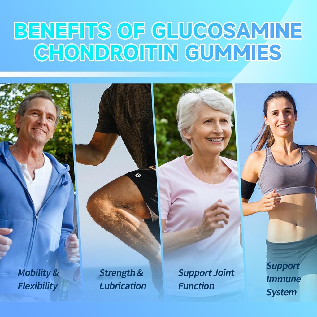 Glucosamine Chondroitin Gummies, Extra Strength Joint Support Supplement with MSM & Elderberry, Joint Support Supplement for Adults, Men & Women, Blueberry Flavor, 60 Count 4