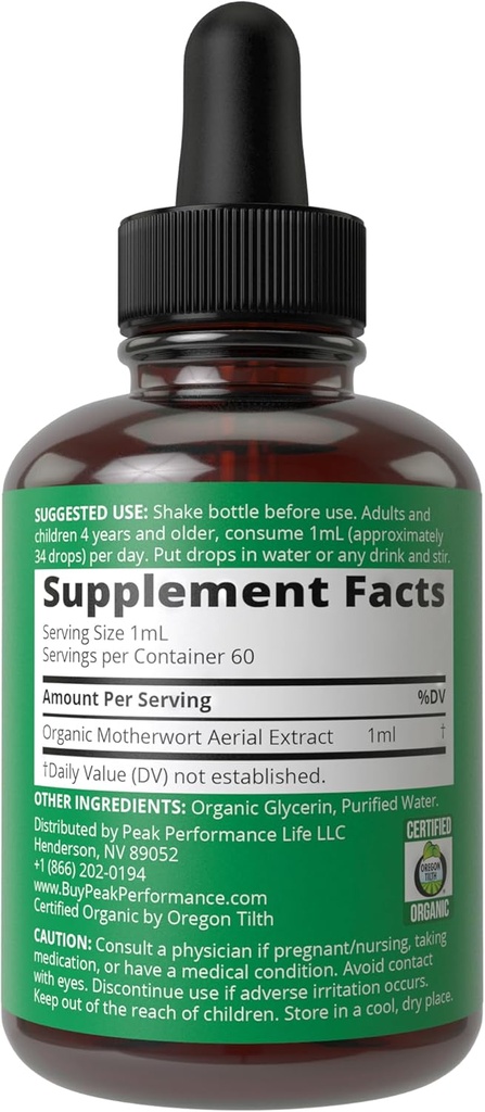 USDA Organic Motherwort Aerial Extract Liquid Drops. Vegan Herbal Supplement, Zero Sugar, Promotes Calm, Relaxation, Menstrual Relief and Endocrine Health. Motherwort Herb Tincture For Women and Men 3