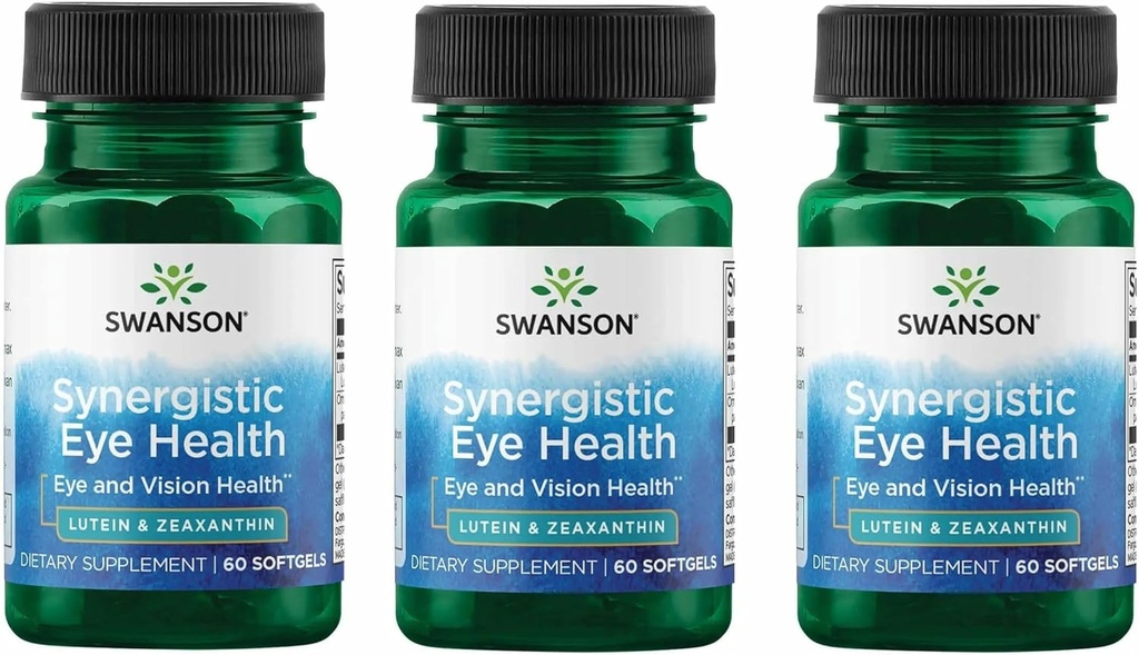 Swanson Lutein & Zeaxanthin Synergistic Eye Health Vision Retina Macula Supplement (Lutein 20 mg & OmniXan Zeaxanthin 2 mg) 60 Softgels Sgels (3 Pack) 2