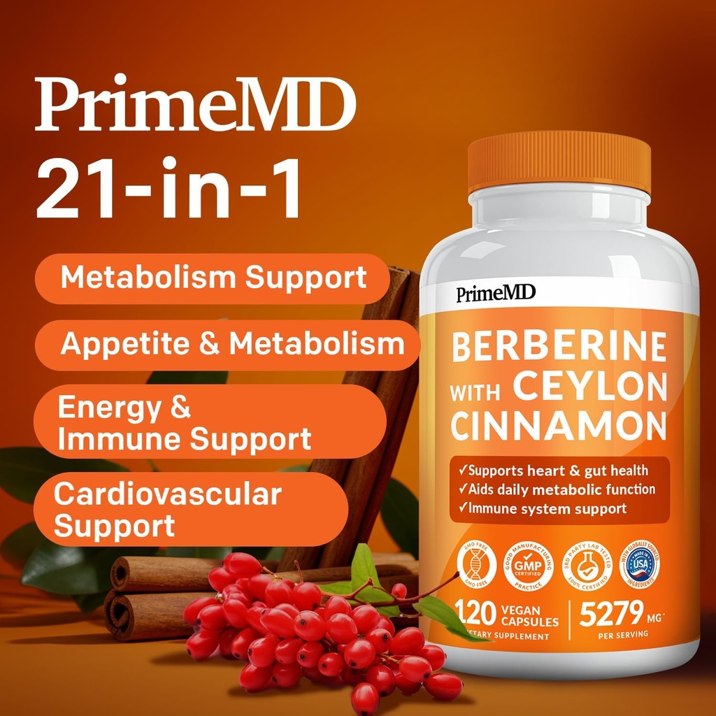21-in-1 Berberine Supplement with Ceylon Cinnamon Chromium, Bitter Melon and Green Tea Extract (120 ct) & 5-in-1 Mullein Drops for Lungs and Respiratory Lung Health & Bronchial Support (60 Servings) 4