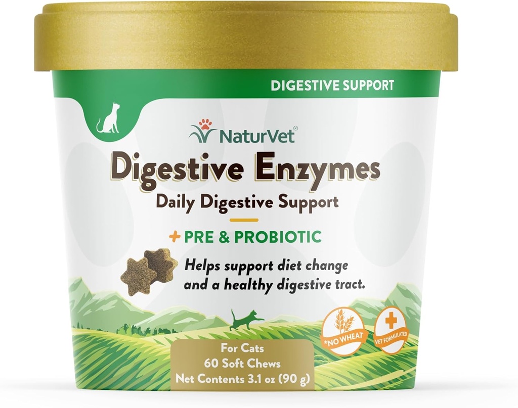 NaturVet – Digestive Enzymes for Cats Plus Probiotics – 60 Soft Chews – Helps Support Diet Change & A Healthy Digestive Tract – Aids in The Absorption of Vitamins & Minerals – 30 Day Supply 2