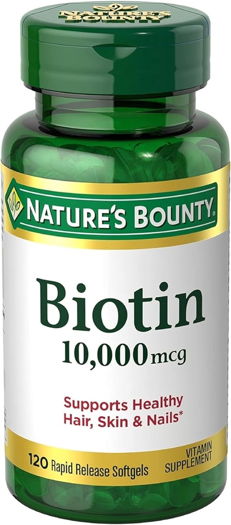 Nature's Bounty Biotin 10, 000 Mcg, Rapid Release Softgels 120 Ea (Pack of 2) 2