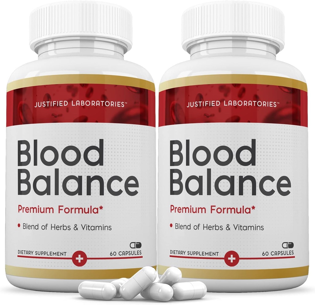 Justified Laboratories (2 Pack Blood Balance Advanced Formula 620MG Supplement Pills 120 Capsules 2