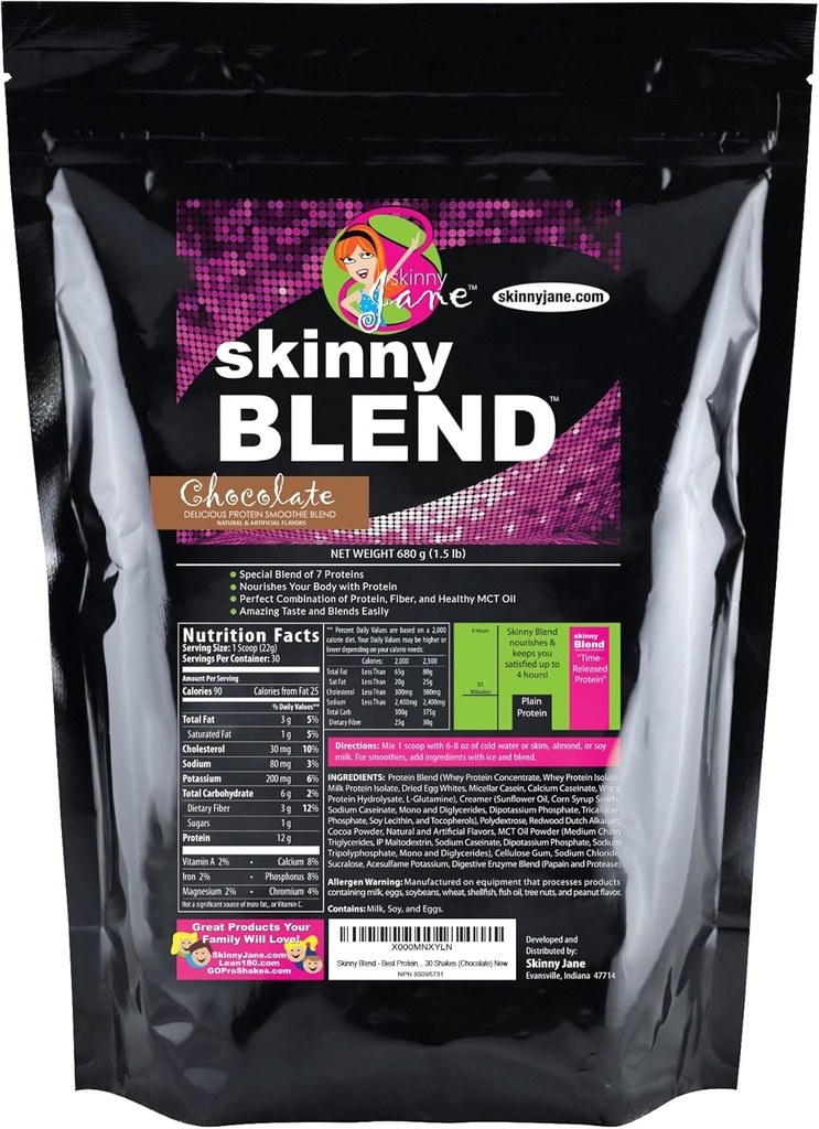 Skinny Blend - Best Tasting High Protein Shake for Women - Satisfying Low Carb Meal Replacement - Keto-Friendly Breakfast or Snack - Healthy Smoothie - 30 Delicious Shakes - Chocolate 2