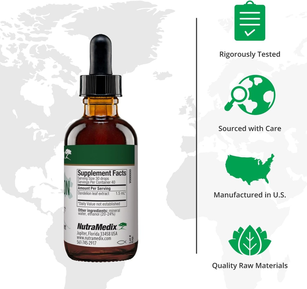 Nutramedix Dandelion Detox Support - Tincture for Liver Health + Gut Health + Antioxidant Support - Dandelion Leaf Liver Support Supplement for Daily Use (60ml) 3