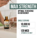 Organic Plant D3 + K2 - 10,000 iu - All-Trans MK7 from MenaQ7 (120 mcg K2)100% Organic & Plant-Based Sublingual D3 Drops (Cholecalciferol), 100% Vegan - Supports Immunity, Bone, Mood & Brain (2 Pack) 4