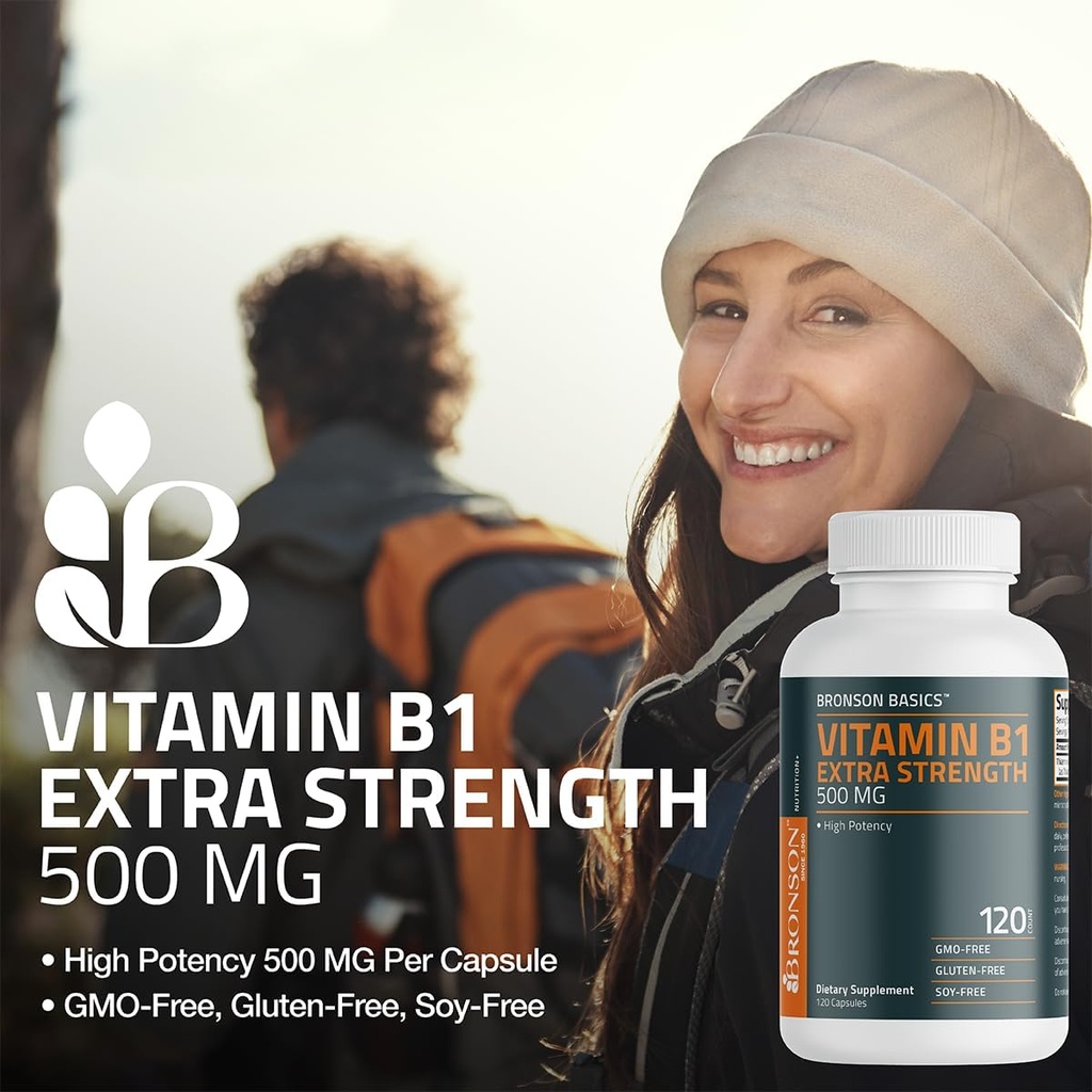 Bronson Vitamin B1 Extra Strength 500 MG High Potency Non-GMO, 120 Capsules 4