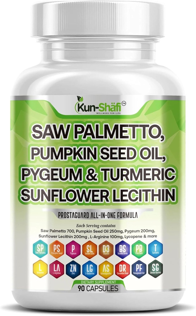 Saw Palmetto with Stinging Nettle, Pygeum, Pumpkin Seed, Sunflower Lecithin, Turmeric & Ashwagandha – Prostate Support for Men with Lycopene & Vitamin D3 – 90 Capsules 2