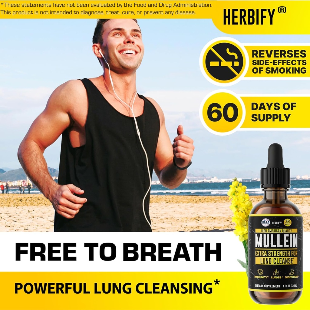 HERBIFY Bundle - Mullein Leaf Extract & Biotin and Collagen - Respiratory Support & Hair Skin and Nails Vitamins Support 3