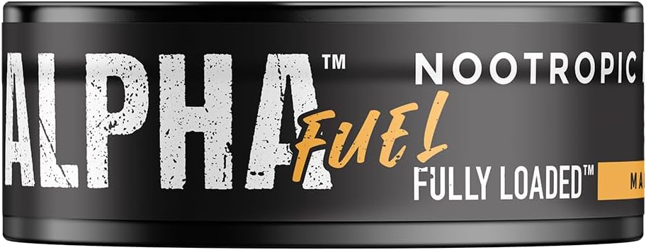 Fully Loaded Alpha Fuel Nootropic Pouches (Mango Fuel) - 5 cans, 15 Pouches per can - Energy Pouches containing Caffeine and nootropic Blend 6
