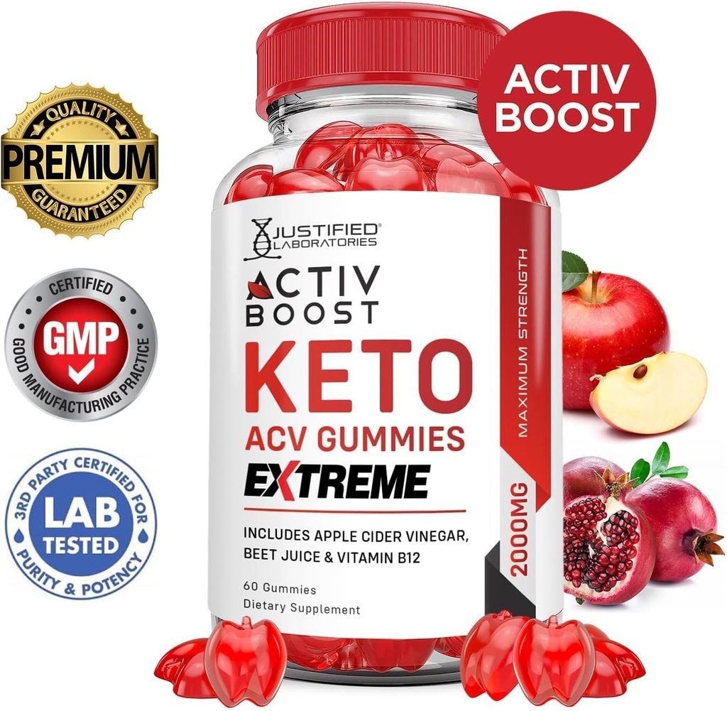 Justified Laboratories (3 Pack Activboost Keto Acv Gummies Extreme 2000MG Active Boost Formulated with Pomegranate Beet Juice Powder B12 Vegan Non GMO 180 Gummys 4