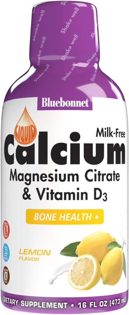 Bluebonnet Nutrition Liquid Calcium Citrate Magnesium Citrate, Vitamin D3, Bone Health, Gluten Free, Soy free, milk free, kosher, 32 Servings, Lemon Flavor, 16 Fl Oz (Pack of 1) 2