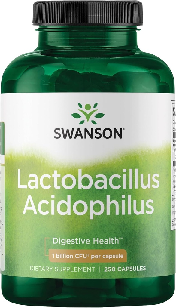 Swanson Lactobacillus Acidophilus - Probiotic Supplement Supporting Digestive Health with 1 Billion CFU Per Capsule - Promotes Bowel and GI Tract Health - (250 Capsules) 2