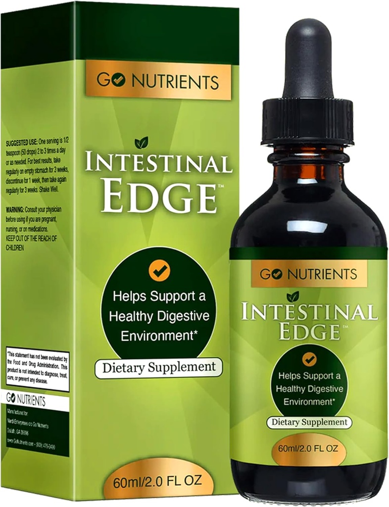 Go Nutrients Intestinal Edge – Gut Cleanse for Humans with Wormwood, Black Walnut, Clove - Detox Liquid for Women, Men, Children & Adults - Organic Herbal Support for Digestion & Wellness – 2oz 3