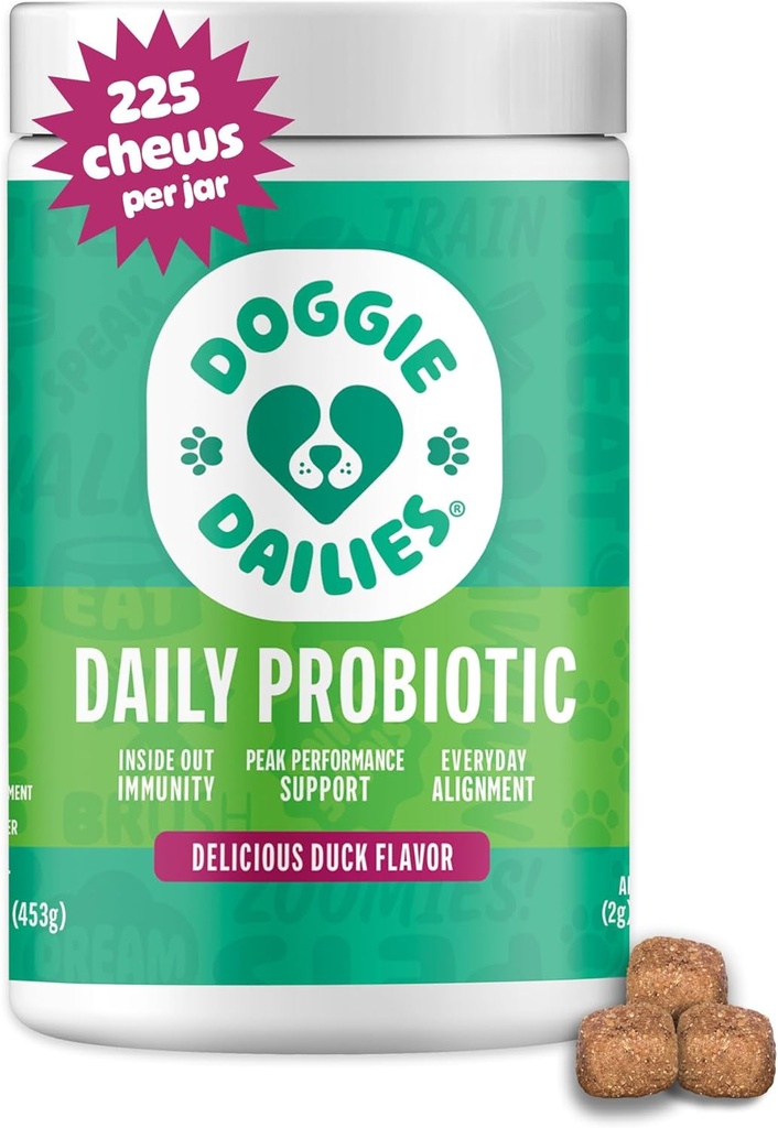 Doggie Dailies Probiotics for Dogs - Advanced Dog Probiotics with Prebiotics - Promotes Digestive Health - Supports Immune System and Overall Health (Duck) 225 Soft Chews 2