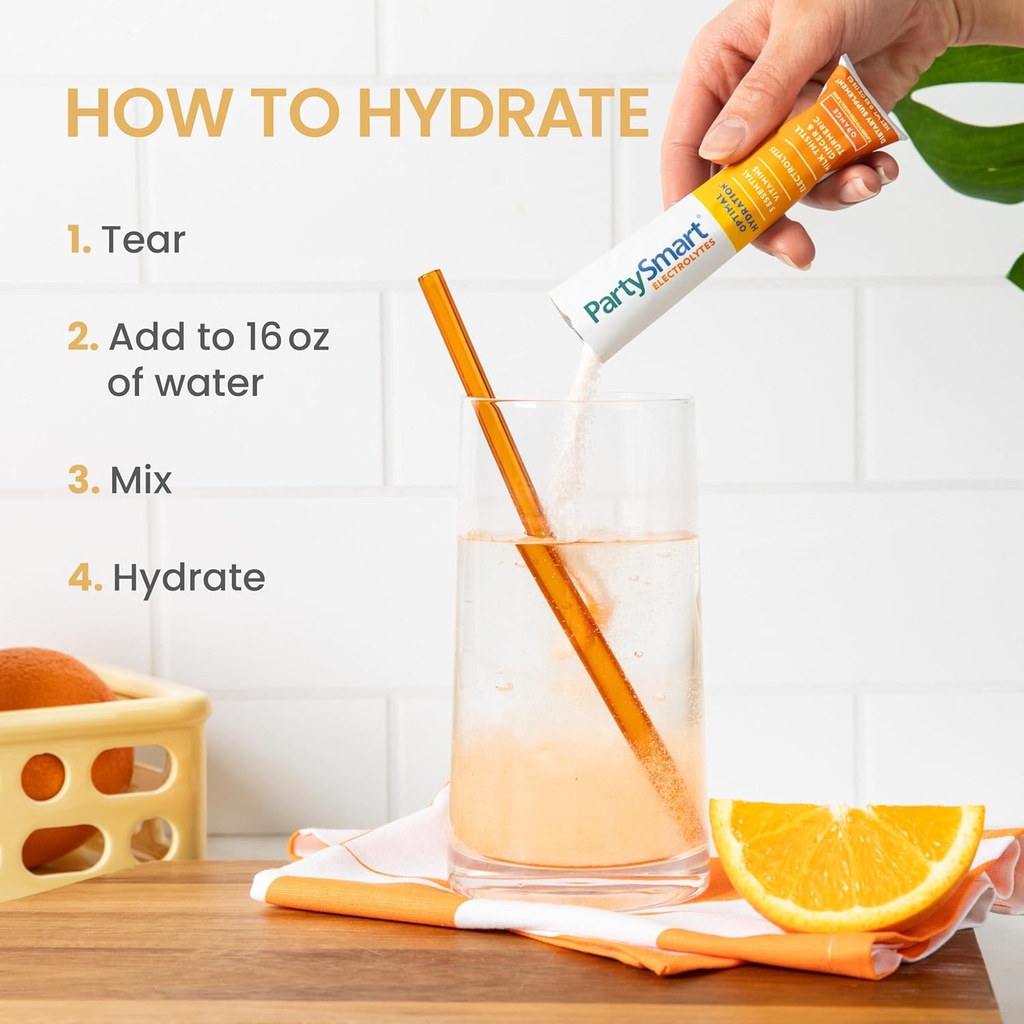 Himalaya PartySmart Orange Electrolytes Powder Packets, 12 Count, Supports Hydration, Rehydrate with Sodium & Potassium, Vitamin C & More, Antioxidant Recovery Blend Milk Thistle, Ginger & Turmeric 5