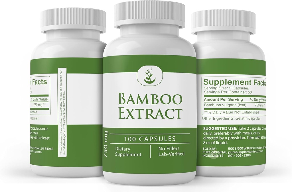 Pure Original Ingredients Bamboo Extract, Always Pure, No Additives Or Fillers, Lab Verified (100 Count) 5