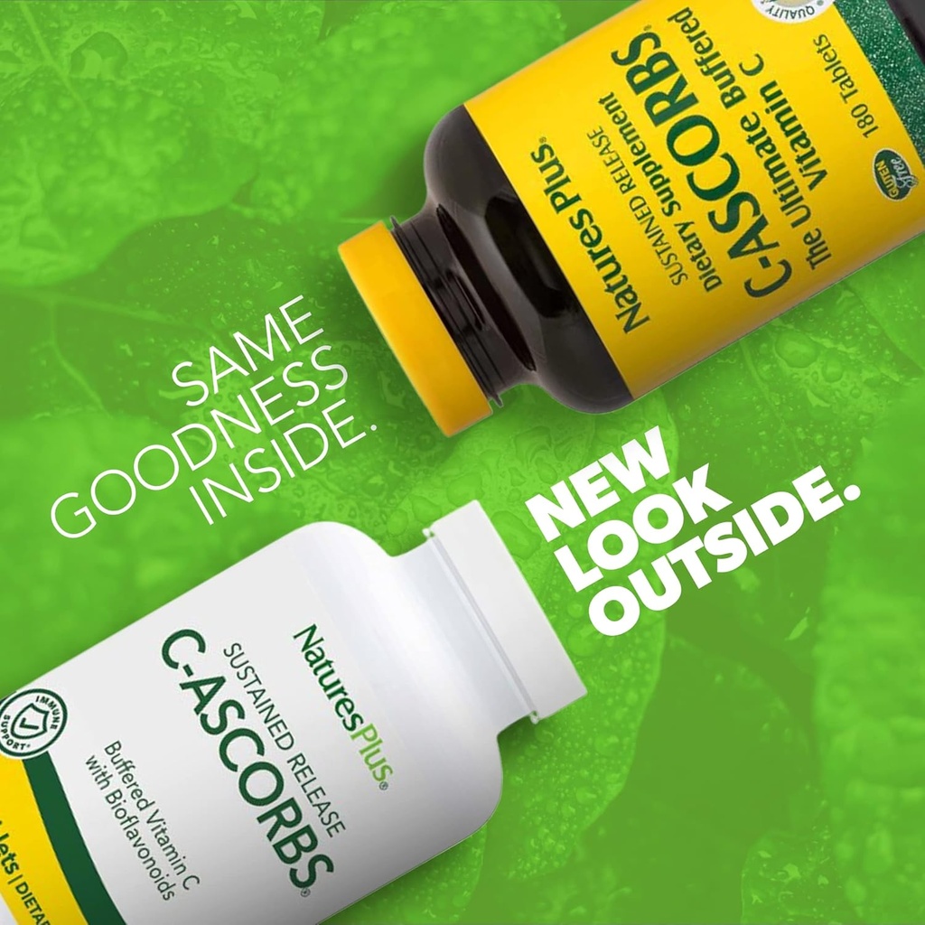 NaturesPlus C-Ascorbs Buffered Vitamin C, Sustained Release - 4000 mg, 180 Vegetarian Tablets - Super Potency Immune Support with Mineral Ascorbates, Antioxidant - Gluten-Free - 45 Servings 3