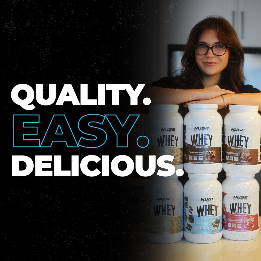 Huge Whey, Protein Powder for Muscle Gain, 25g Protein, 12g EAAs, Supports Muscle Growth, Performance & Recovery (Cookie & Cream, 30 Servings) 5