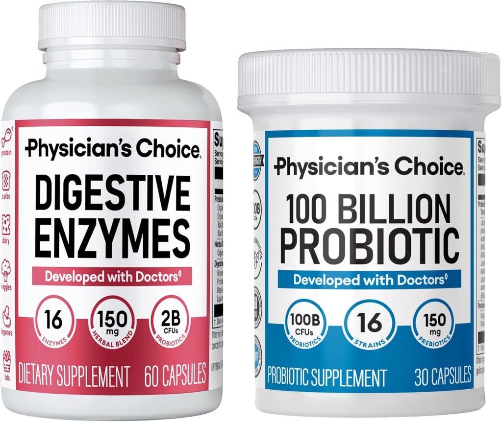 Physician's CHOICE 100 Billion + Digestive Enzyme 60ct Bundle - Advanced Gut Health Support 2