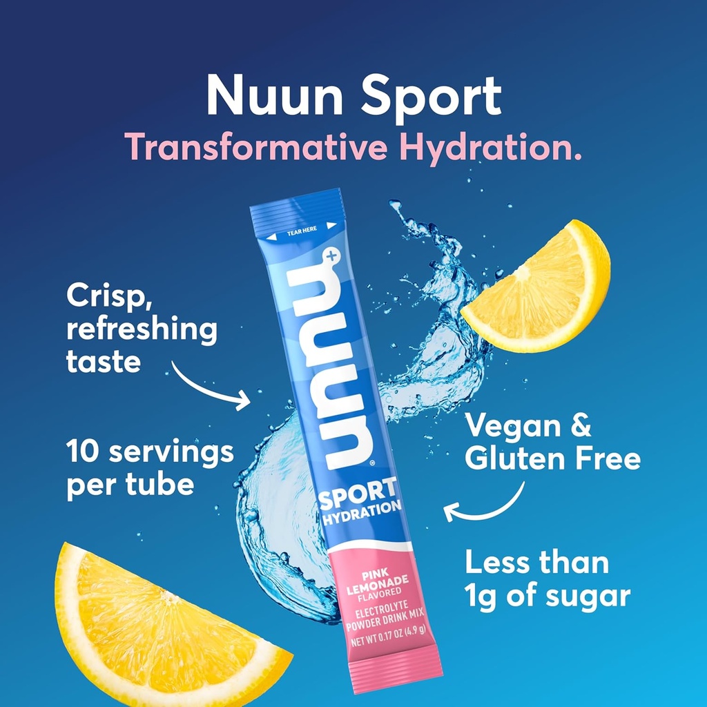 Nuun Sport Electrolyte Powder Packets with Magnesium, Calcium, Potassium, Chloride, and Sodium, Hydration Packets for On-the-Go, Pink Lemonade Flavor, Gluten Free & Vegan, 16 Single Servings 3