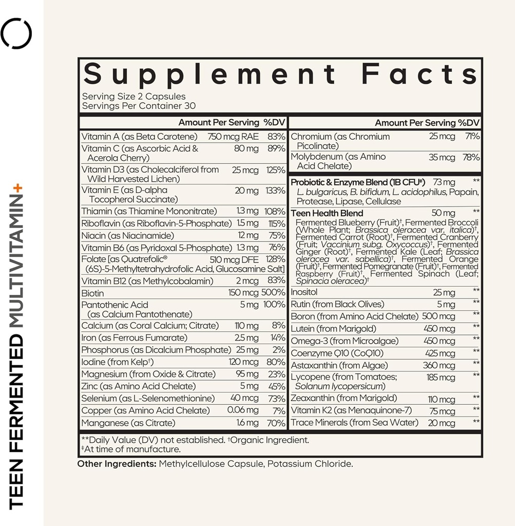 Codeage Teen Multivitamin Supplement – Daily Vitamins and Minerals for Teen Boys and Girls – Organic Whole Food Formula with Omega-3 and Vitamins A to K - 2 Pack 3