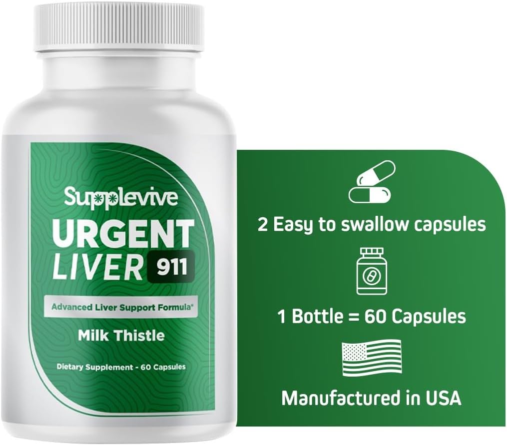 Urgent Liver 911 Herbal Liver Support Supplement Liver Cleanse Detox & Repair Formula with Milk Thistle Silymarin Dandelion Root and Artichoke Extract for Liver Health, 60 Capsules (6) 4