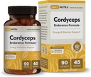 Cordyceps Endurance Formula Natural Energy Supplement - Caffeine Free | Organic Mushroom Extract with KSM-66 Ashwagandha, Eleuthero & Rhodiola (90 Capsules) 2