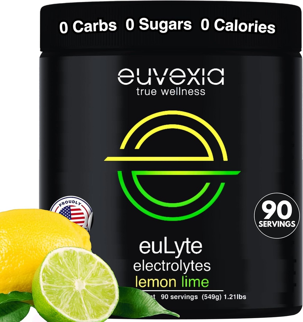Dr Ekberg euLyte Instant Hydration Electrolytes Powder Zero Sugar Carb Calorie Lemon Lime Drink Mix • 80+ Minerals Magnesium Potassium Calcium Trace Minerals • Fasting Keto Stevia • 90 Servings 2