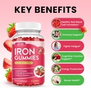 Iron Gummies with Multivitamin, Iron Supplement for Women & Men with Zinc, Vitamin B Complex & C, B12, Folate - Blood Builder & Energy Support for Adults & Kids - Strawberry Flavor, Vegan 60 Gummies 4