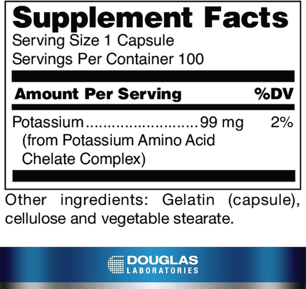 Douglas Laboratories Potassium 99 mg Chelated | Supports Nerve Impulses, Skeletal Muscle Function, and Already Normal Blood Pressure* | 100 Capsules 3