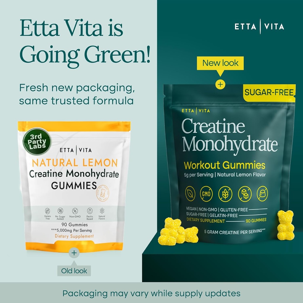 Sugar-Free Creatine Monohydrate Gummies 5gram per Serving, Potent Creatine Gummies for Men & Women, Supplement for Muscle Support, Cellular Energy & Cognitive Function, Gluten-Free 3