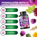 Gentle Liver Cleanse Detox & Repair Formula - Advanced Liver Support Supplement with Silymarin Milk Thistle, Dandelion Root, Artichoke Extract, Turmeric, Choline, & Beetroot - 120 Veggie Capsules 4