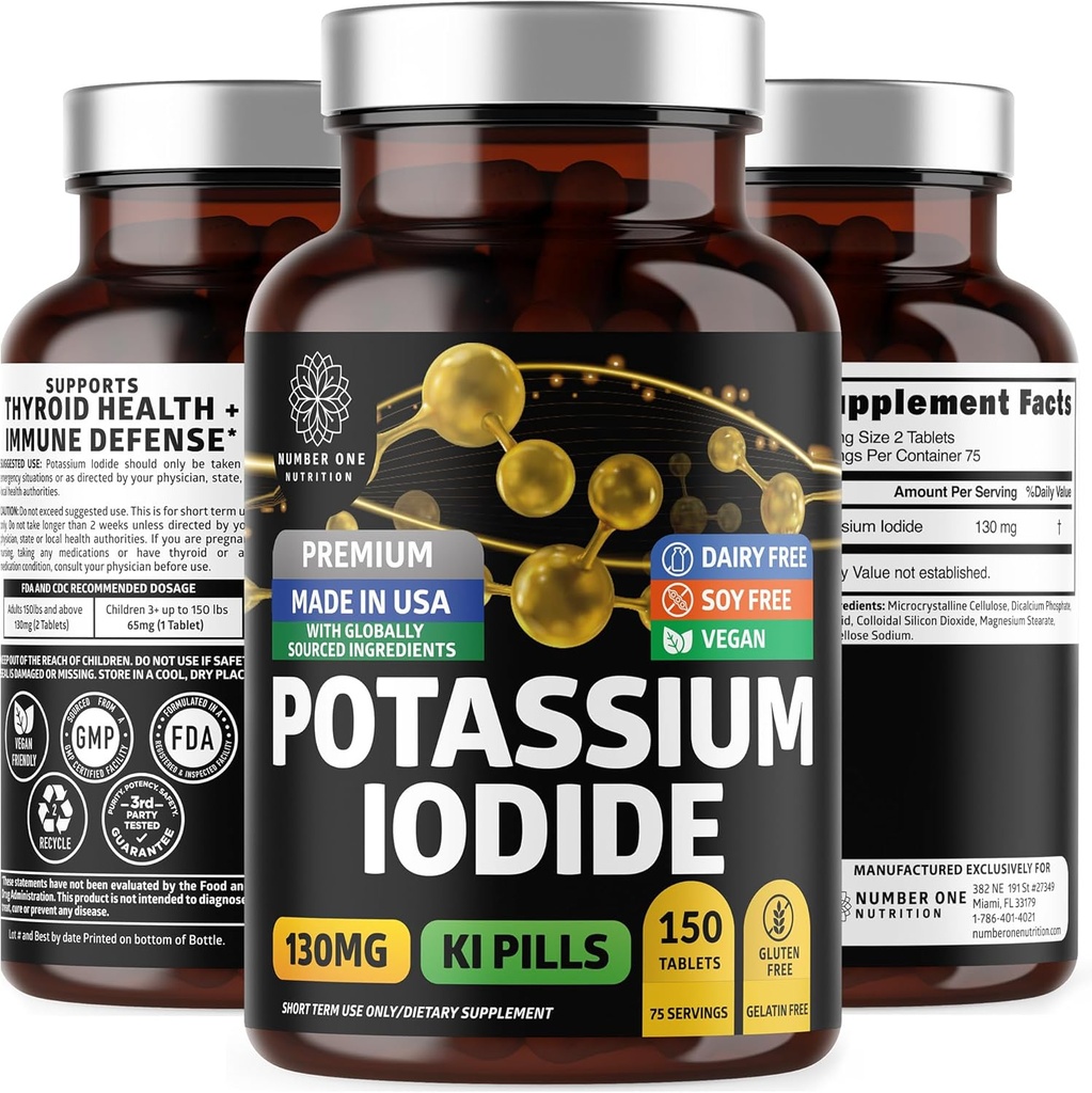 Premium Potassium Iodide Tablets, Natural KI Pills to Support Immunity, 130 mg per Serving, 150 Count 2