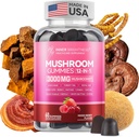 Mushroom Gummies for Adults 12-in-1, 3000mg Mushroom Supplement with Lion’s Mane, Reishi, Cordyceps, Mushroom Gummies for Focus and Energy - Mixed Berry Flavor, 60ct 2